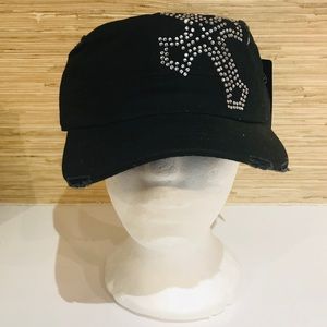 Black Bling Cross Cap
